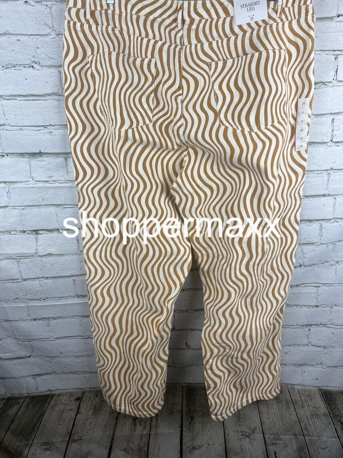 Women's Wave Print Cut Out Waist Straight Leg Jeans - Future Collective, Size 20