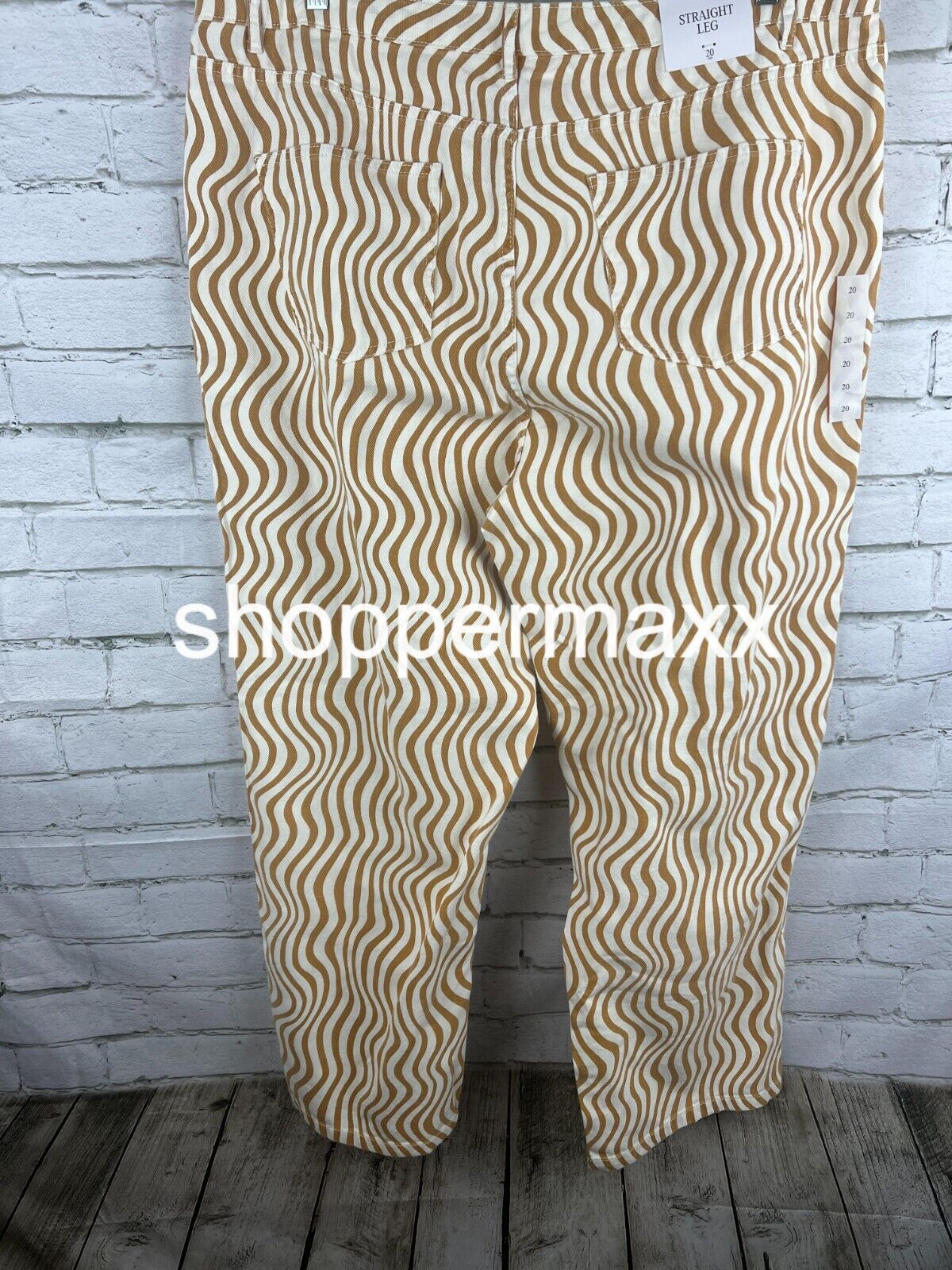 Women's Wave Print Cut Out Waist Straight Leg Jeans - Future Collective, Size 20