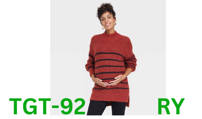 Cozy High Neck Maternity Sweater - Isabel Maternity by Ingrid & Isabel, Orange,M
