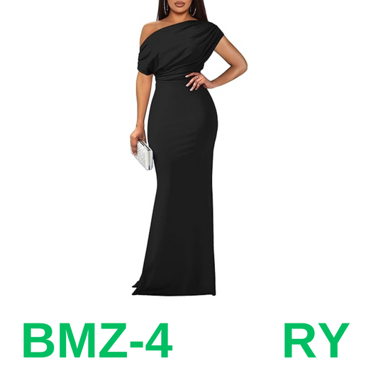 YMDUCH Women's Elegant Sleeveless Off Shoulder Bodycon Long Formal, Black, M