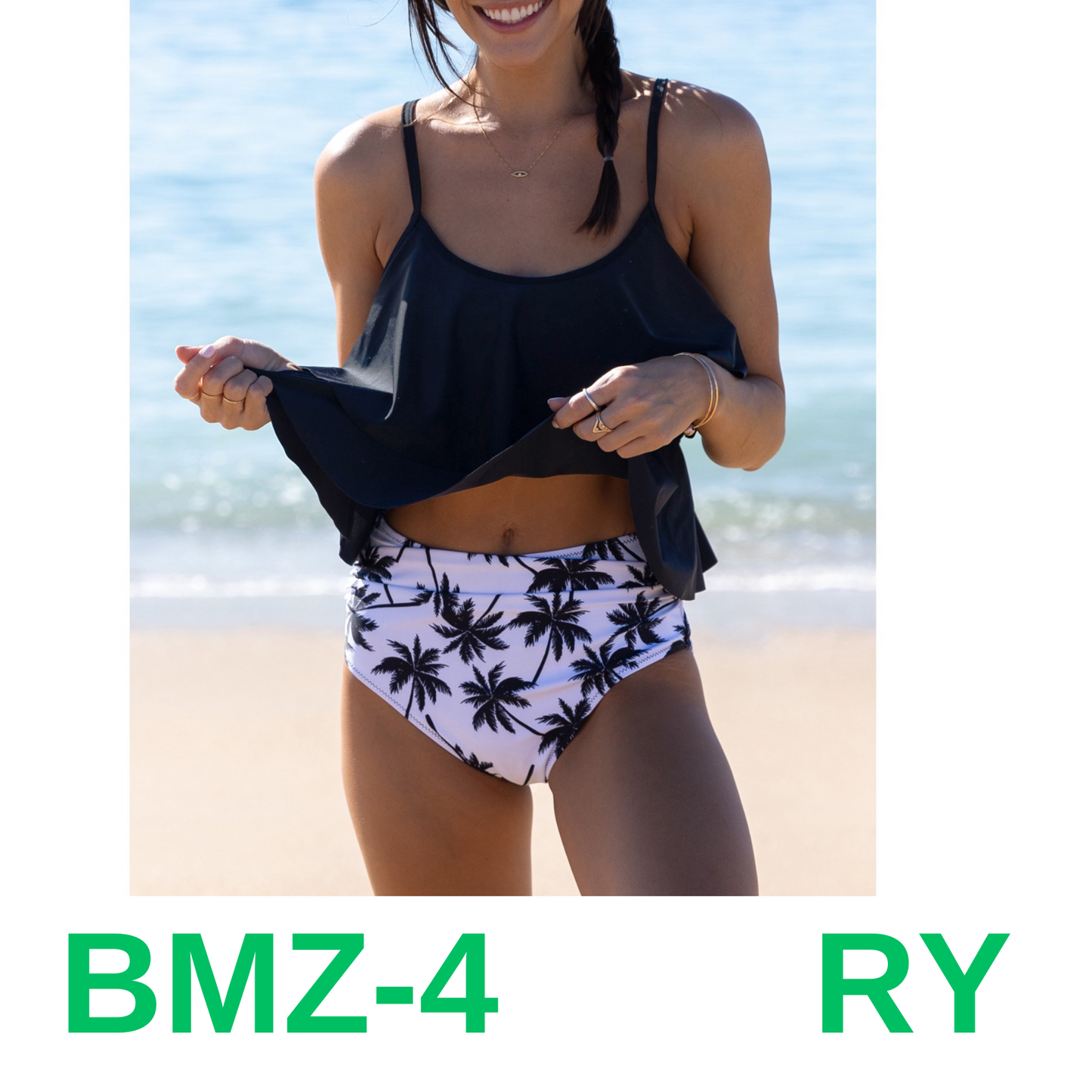 Beachsissi Tankini Bathing Suit Leaf Print High Waisted Tummy Control 2 Piece, M