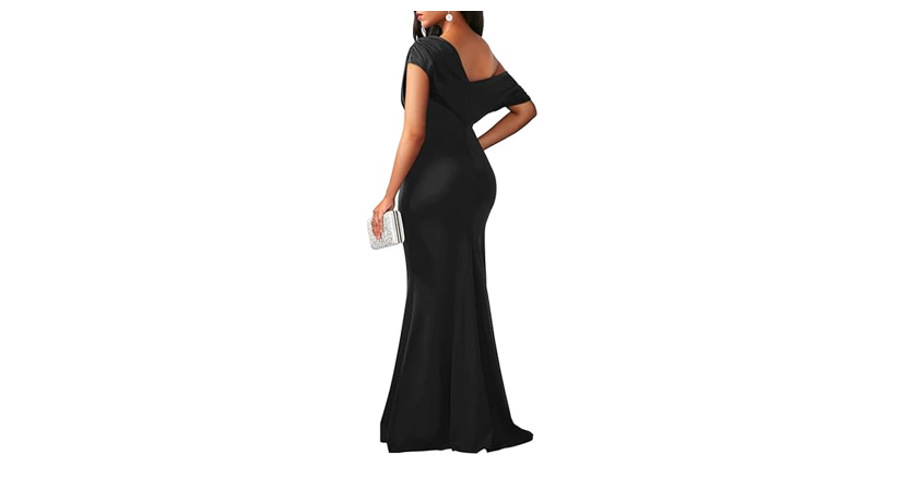 YMDUCH Women's Elegant Sleeveless Off Shoulder Bodycon Long Formal, Black, M