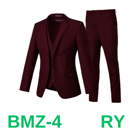 Yanlu Suits for Men Burgundy 3 Pieces Notch Lapel Slim Fit Prom, Burgundy, Small