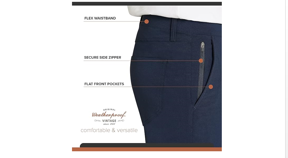 Weatherproof Vintage Men's Regular Fit Excursion Pants - 34W x 30L, Navy