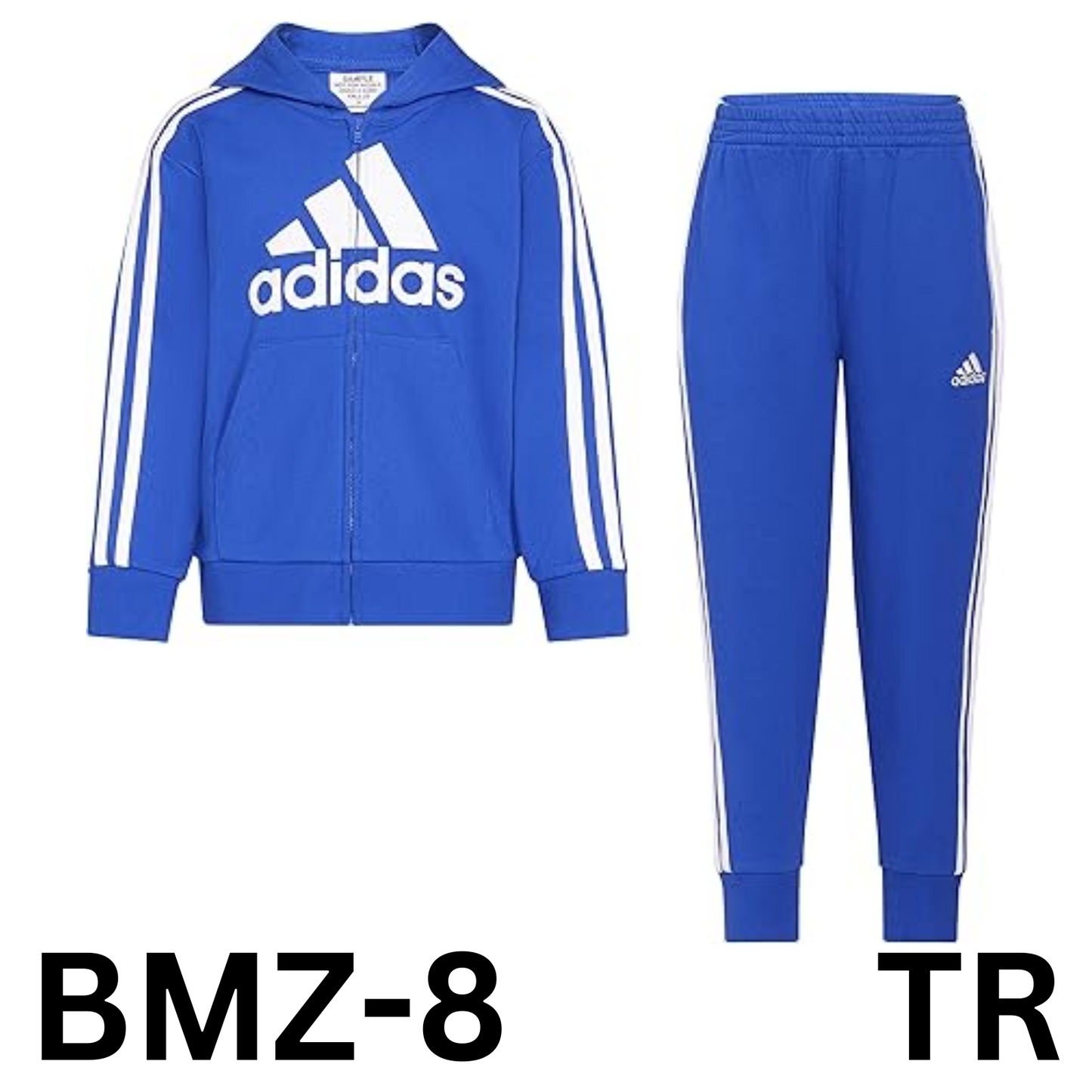 adidas Boys Zip Front French Terry Hooded Jacket & Jogger Set, Team Royal Blue 6