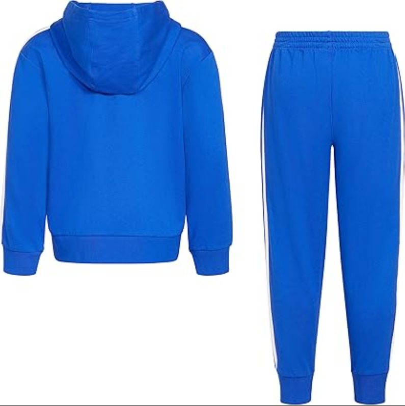 adidas Boys Zip Front French Terry Hooded Jacket & Jogger Set, Team Royal Blue 6