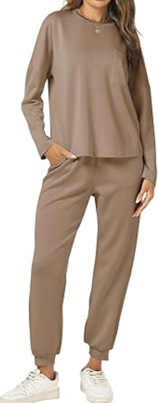 Cakulo 2 Piece Sets for Women 2024 Fall Outfits Matching Jogger Sweatpants Set L