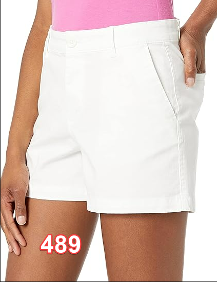 Amazon Essentials Women's Mid-Rise Slim-Fit 3.5 Inch Inseam Khaki Short White 12