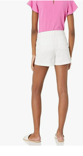 Amazon Essentials Women's Mid-Rise Slim-Fit 3.5 Inch Inseam Khaki Short White 12