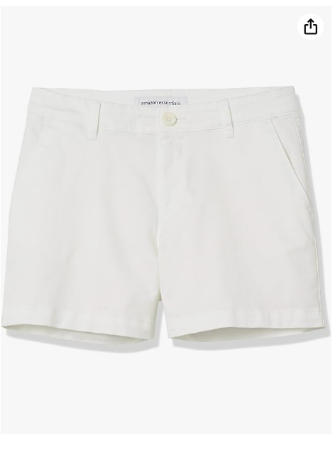 Amazon Essentials Women's Mid-Rise Slim-Fit 3.5 Inch Inseam Khaki Short White 12