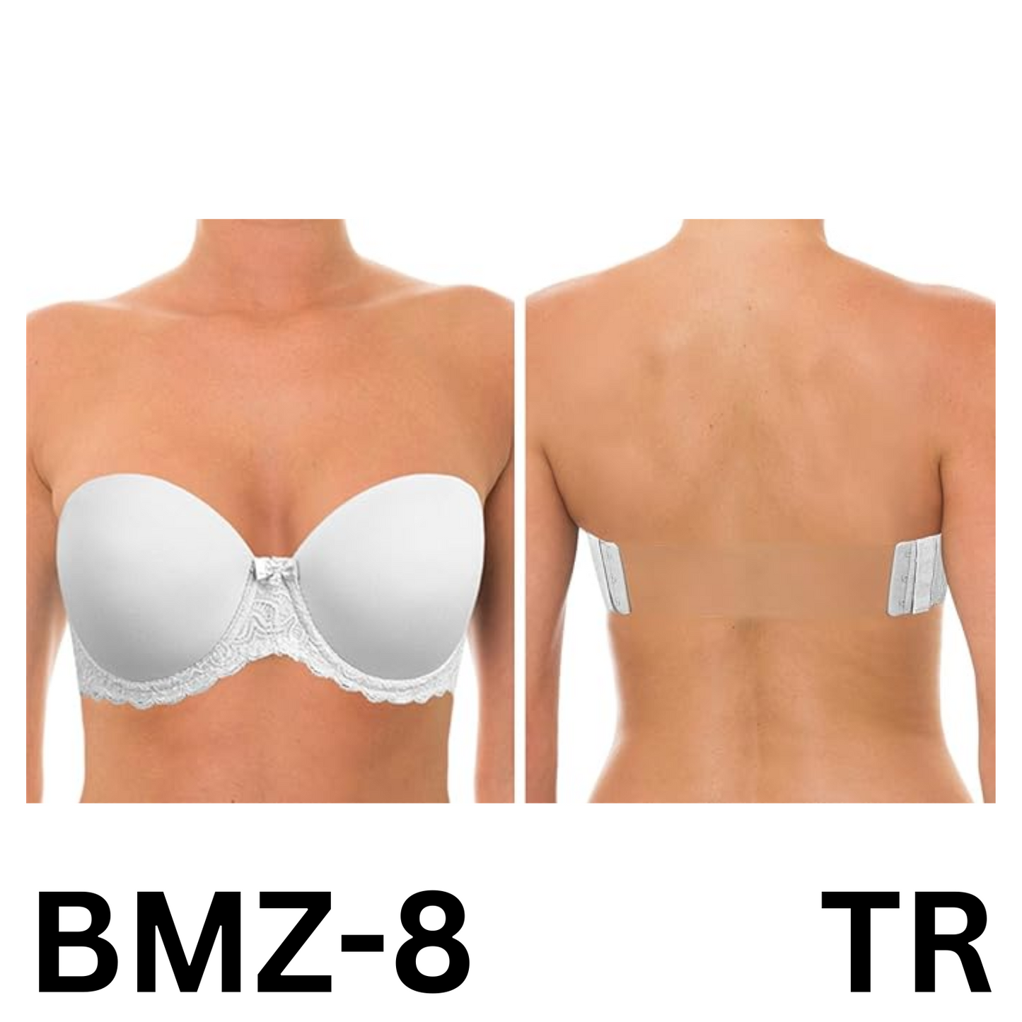 YANDW Strapless Lightly Padded Full Figured Coverage Bra Clear Back, White, 36G