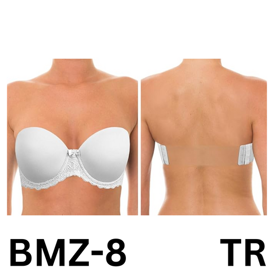 YANDW Strapless Lightly Padded Full Figured Coverage Bra Clear Back, White, 36G