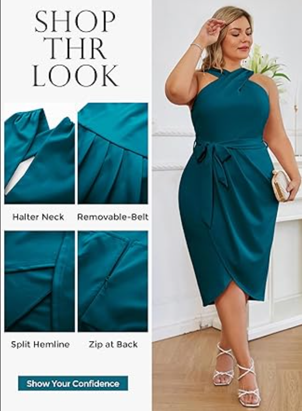 Women' Criss Cross Halterneck Neck Sleeveless Summer Solid Flowy Midi Dress, 20P