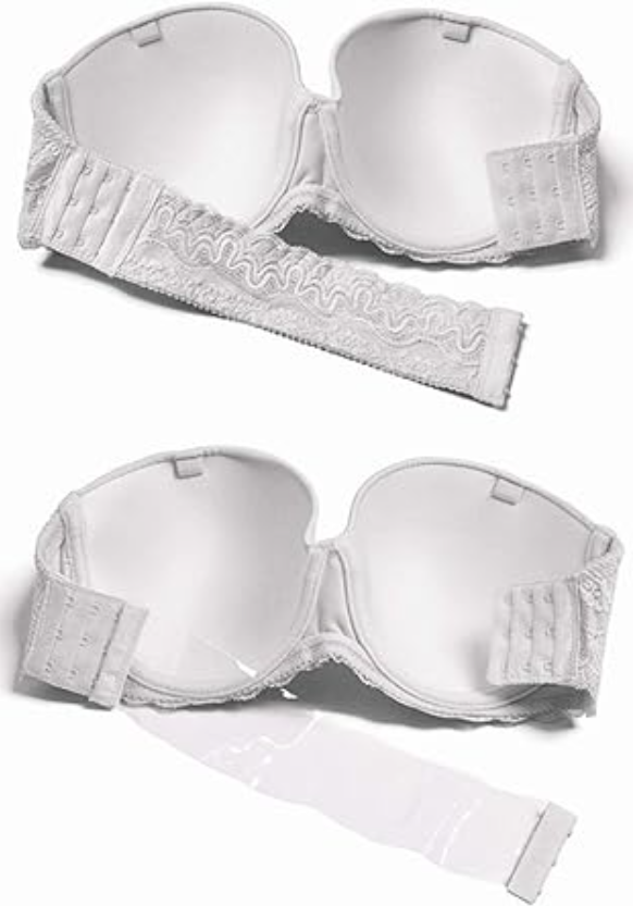 YANDW Strapless Lightly Padded Full Figured Coverage Bra Clear Back, White, 36G