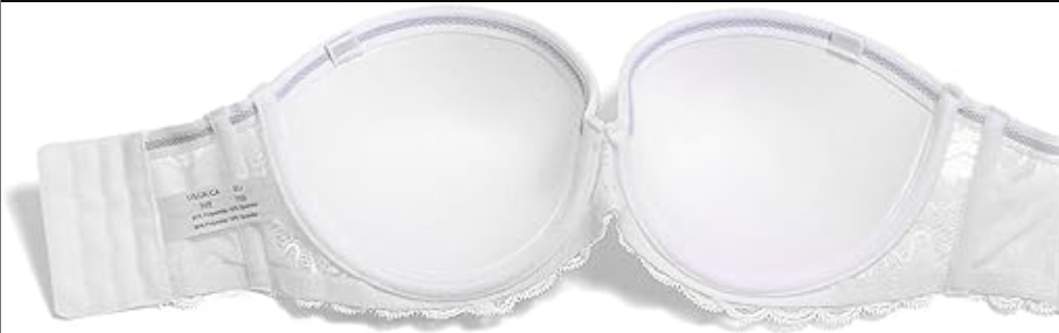 YANDW Strapless Lightly Padded Full Figured Coverage Bra Clear Back, White, 36G