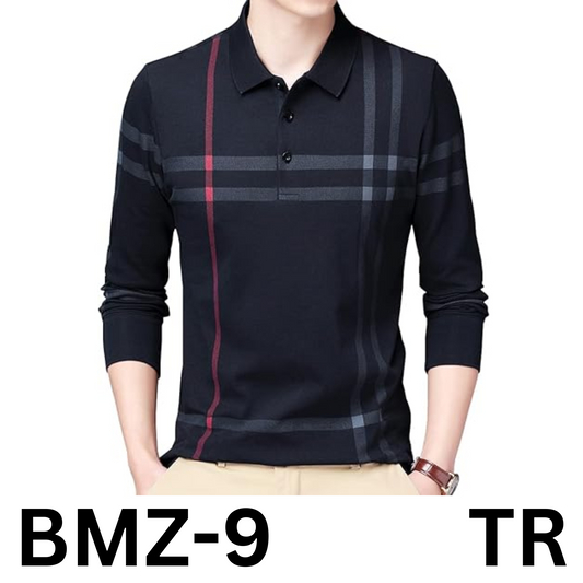 Womleys Mens Casual Striped Cotton Long Sleeve Collared T Shirt Polo Shirts, XXL