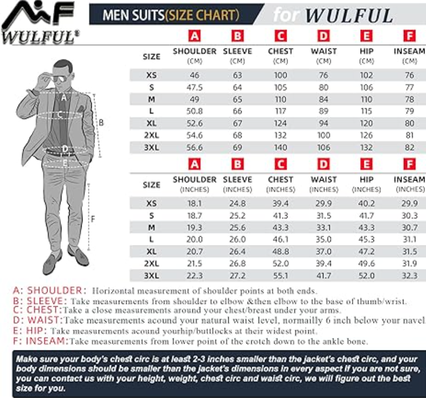 WULFUL Men's Suit Slim Fit One Button 3-Piece Suit Blazer Dress, Purple, 3XL