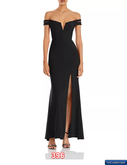 AQUA Off-The-Shoulder Gown Aqua Women's Elegant Dress Exclusive Black SIZE 12