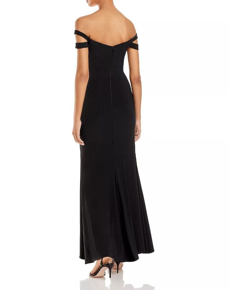 AQUA Off-The-Shoulder Gown Aqua Women's Elegant Dress Exclusive Black SIZE 12