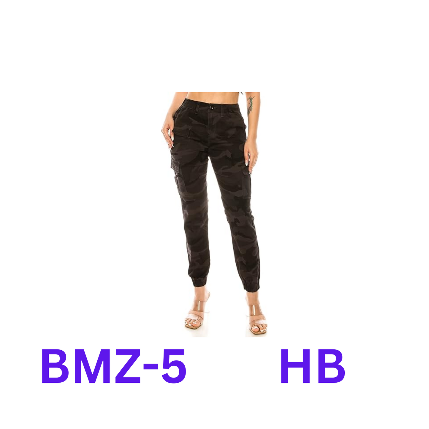 Double Denim January 5th Women's High Waist Cargo Jogger Pants Casual Elastic 1X