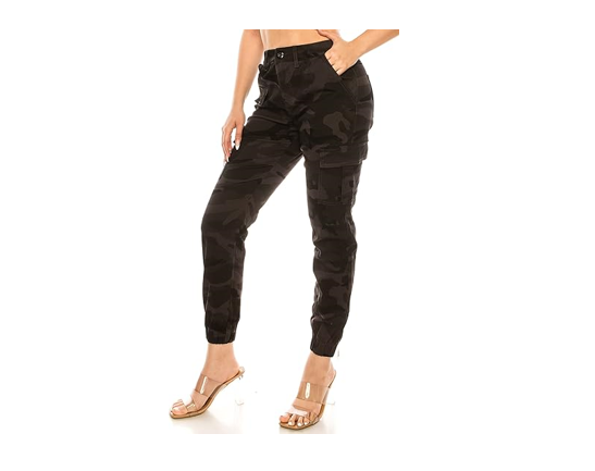 Double Denim January 5th Women's High Waist Cargo Jogger Pants Casual Elastic 1X
