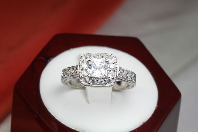 3.19 CT PRINCESS Cut CZ SILVER ENGAGEMENT RING WEDDING RING SET WRS-45