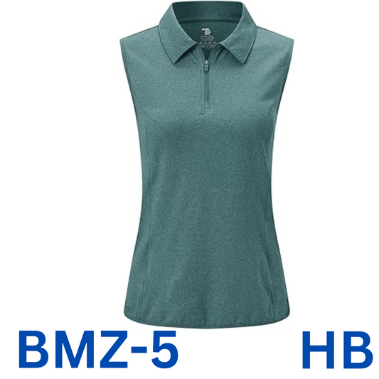 YSENTO Women Golf Apparel Clothing Shirts Sleeveless Collared 1/4 Zip Dry Fit, L