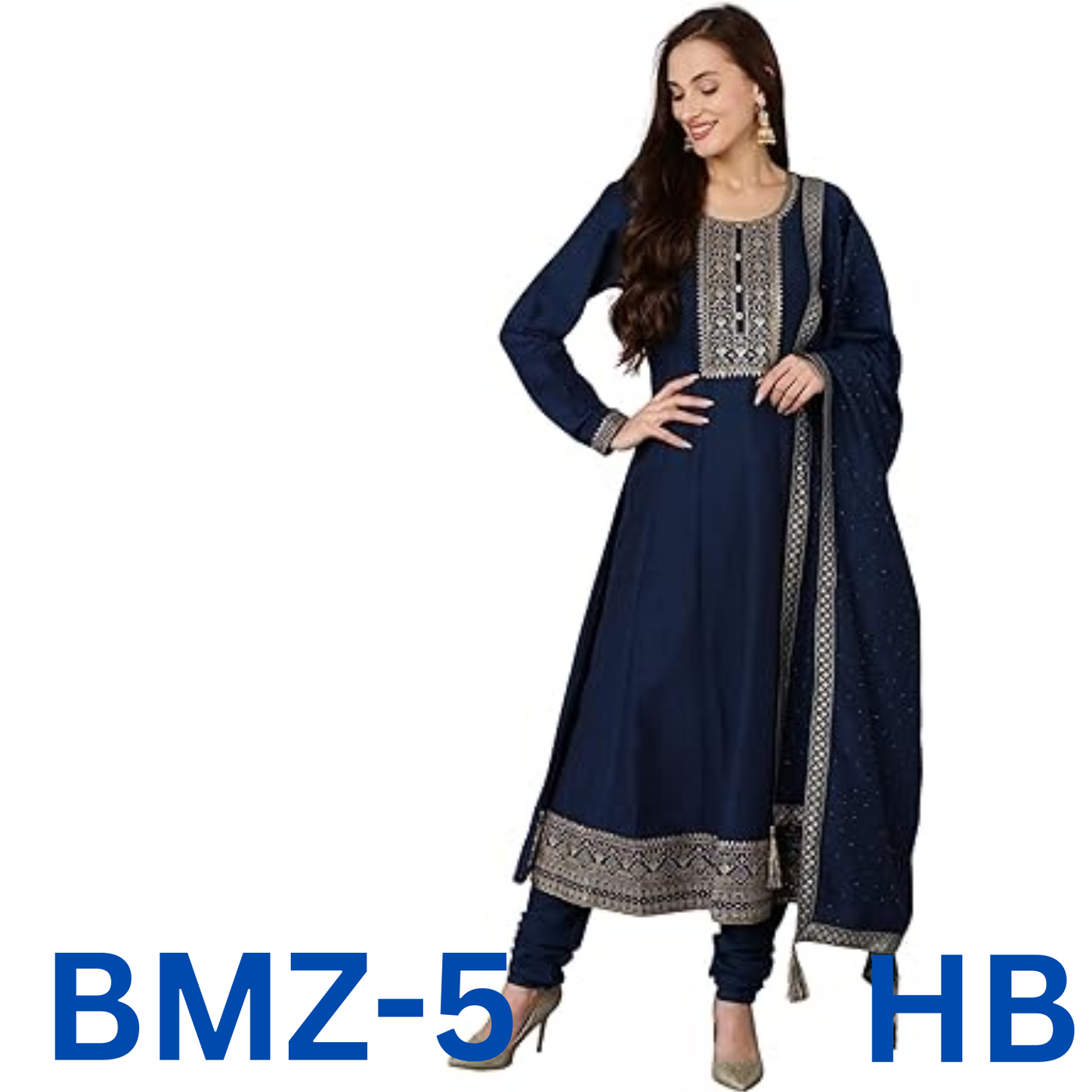 Vaamsi Women's Silk Blend Solid Embroidered A-line Kurta Pant with Dupatta, XS