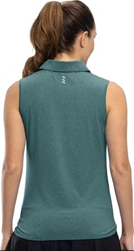 YSENTO Women Golf Apparel Clothing Shirts Sleeveless Collared 1/4 Zip Dry Fit, L