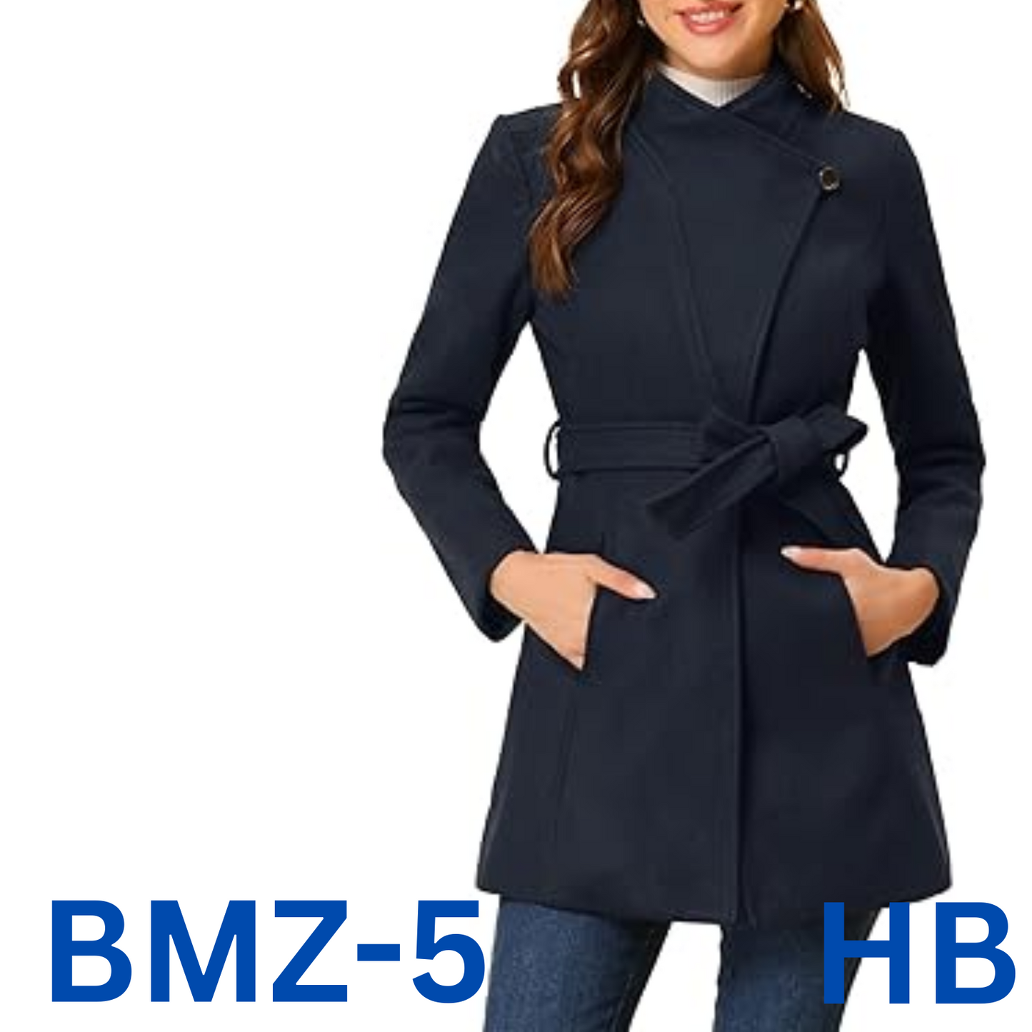 Allegra K Women's Classic Stand Collar Long Sleeve Winter Belted Long Coat Small