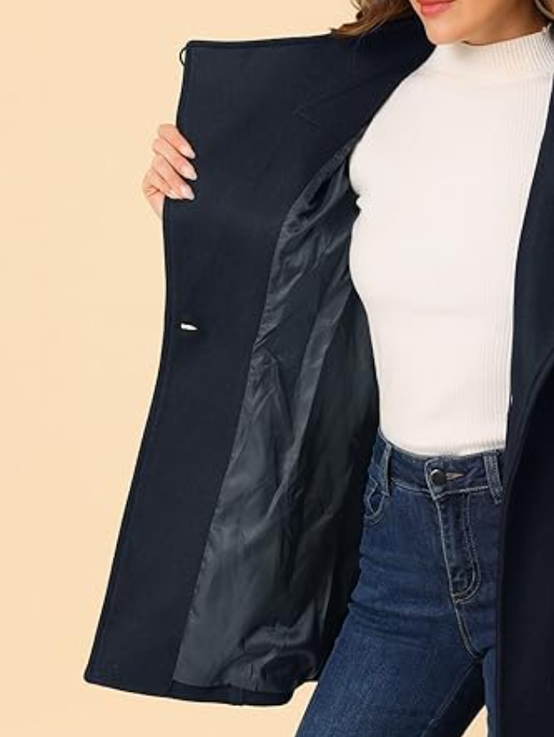 Allegra K Women's Classic Stand Collar Long Sleeve Winter Belted Long Coat Small