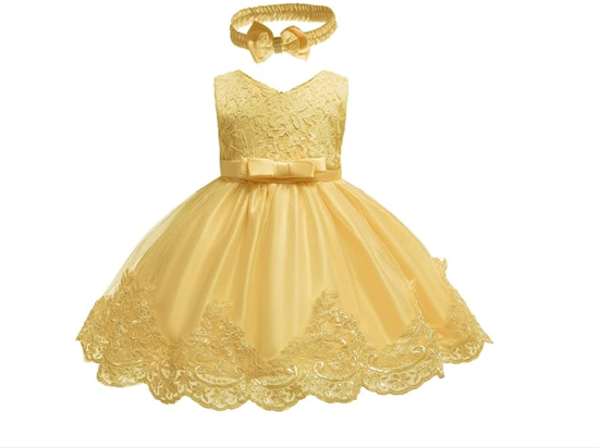 CMMCHAAH Little Girls Baptism Christening Lace Embroidery Dresses Wedding, 12M