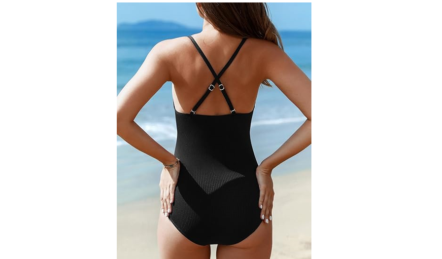 Summer Mae Maternity Swimsuit One Piece Suit Button Neck Cross, BLack, 3XL