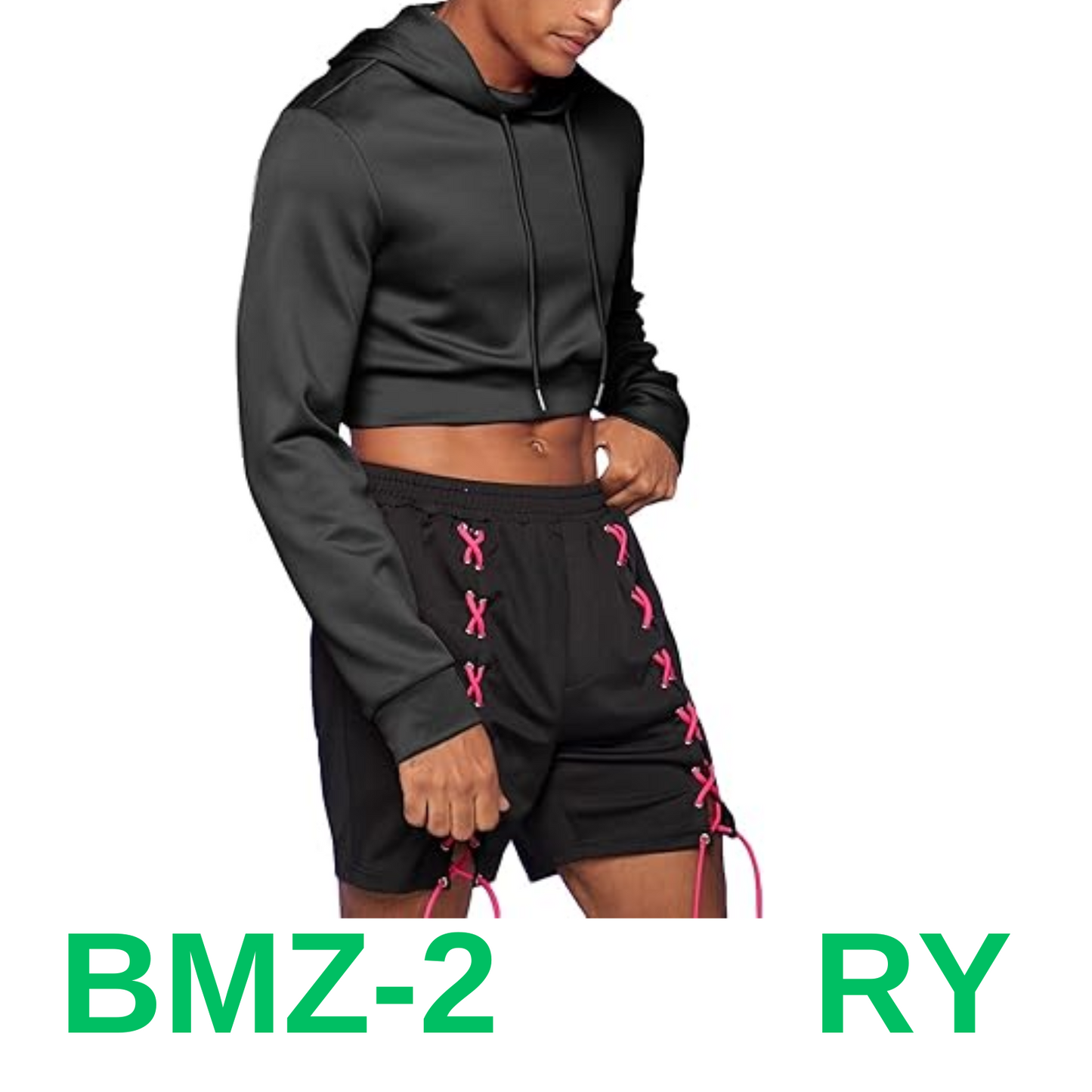 WDIRARA Men's Drawstring Long Sleeve Crop Hoodie Pullovers Sweatshirt,black, XXL