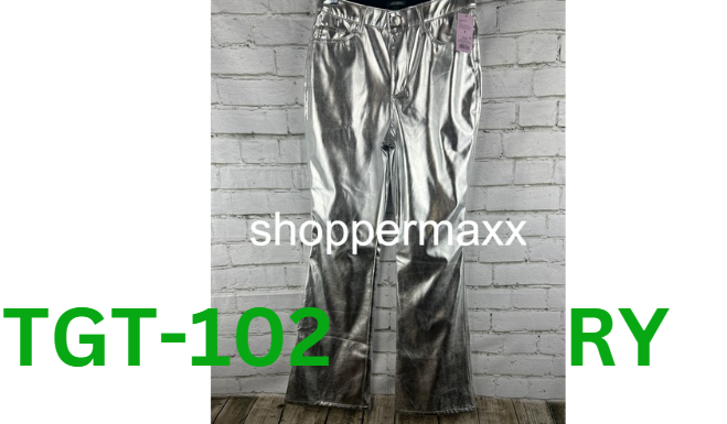 WOMEN'S HIGH-RISE METALLIC FLARE PANTS - WILD FABLE, SILVER, 6