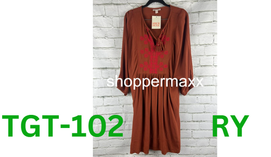 Women's Bishop 3/4 Sleeve A-Line Dress - Knox Rose, Brown, M