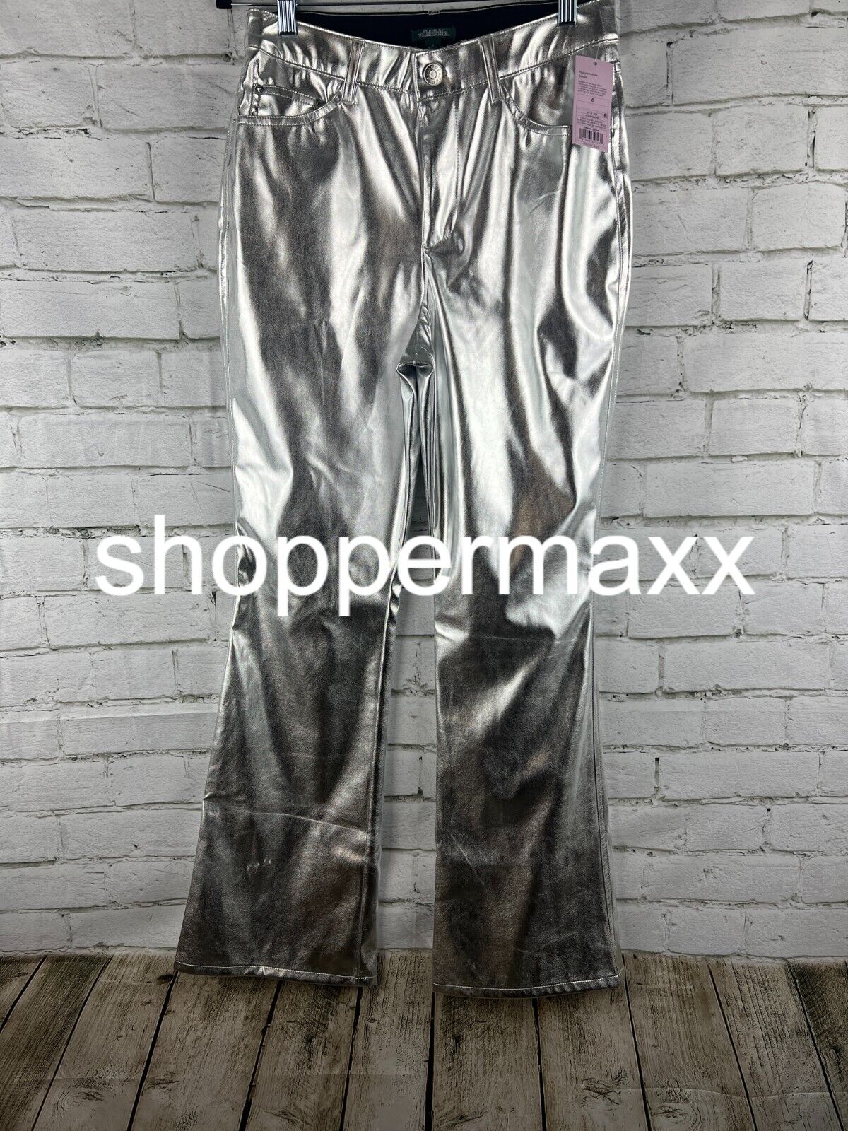 WOMEN'S HIGH-RISE METALLIC FLARE PANTS - WILD FABLE, SILVER, 6