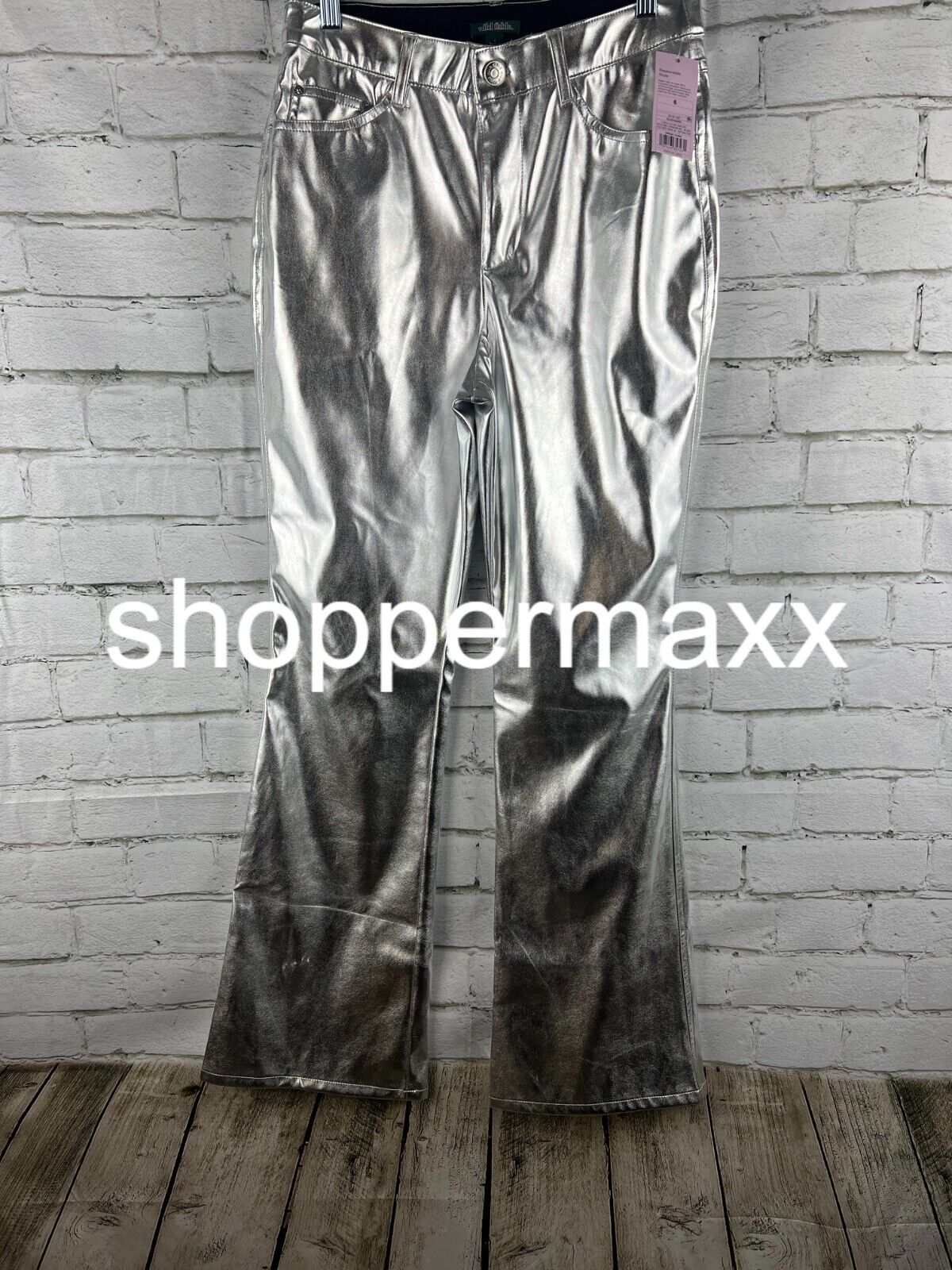 WOMEN'S HIGH-RISE METALLIC FLARE PANTS - WILD FABLE, SILVER, 6