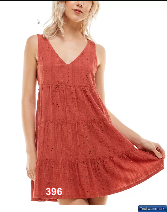 Crystal Doll Juniors Knit-Eyelet A-Line Dr Burnt Orange L