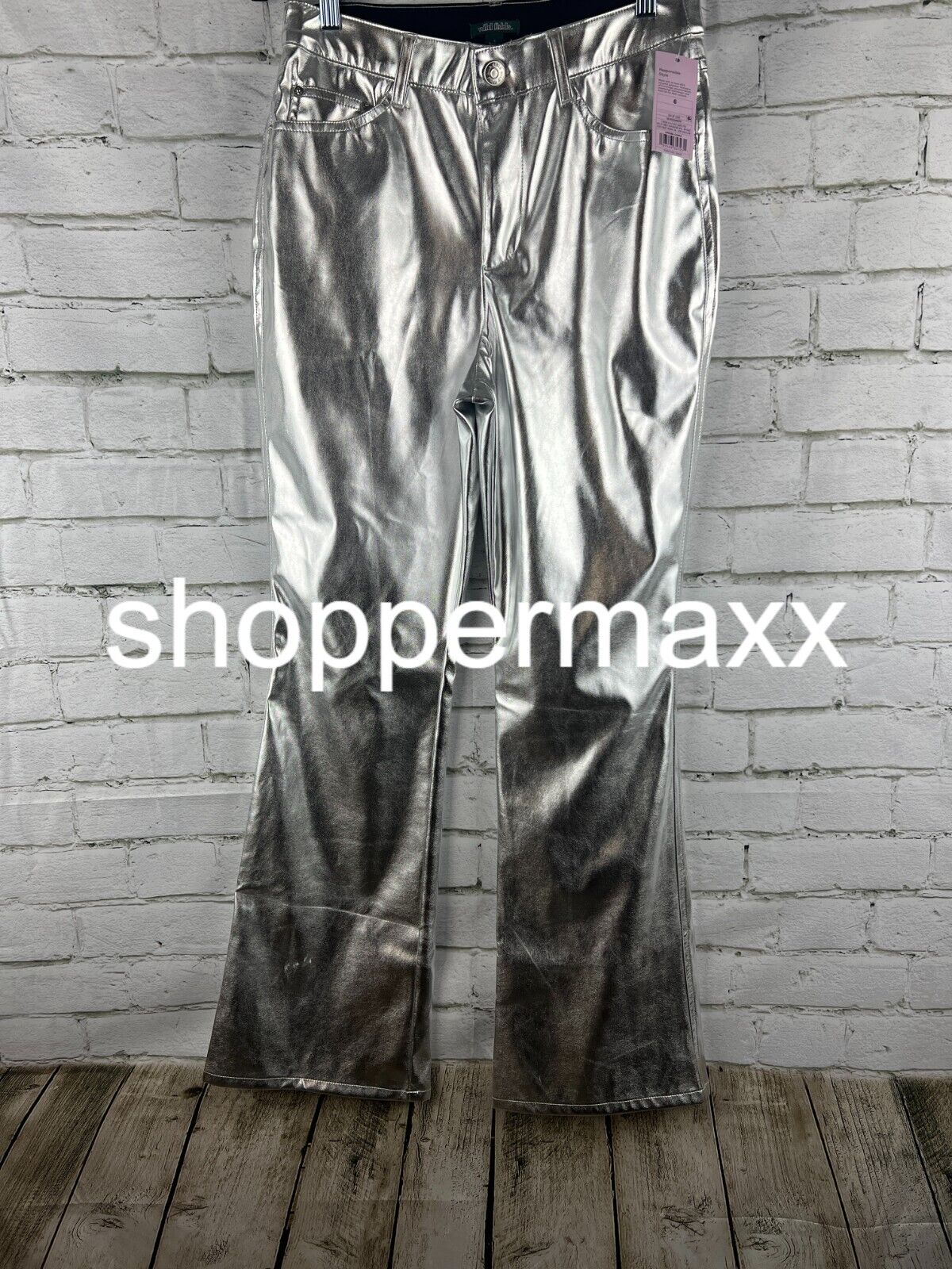 WOMEN'S HIGH-RISE METALLIC FLARE PANTS - WILD FABLE, SILVER, 6