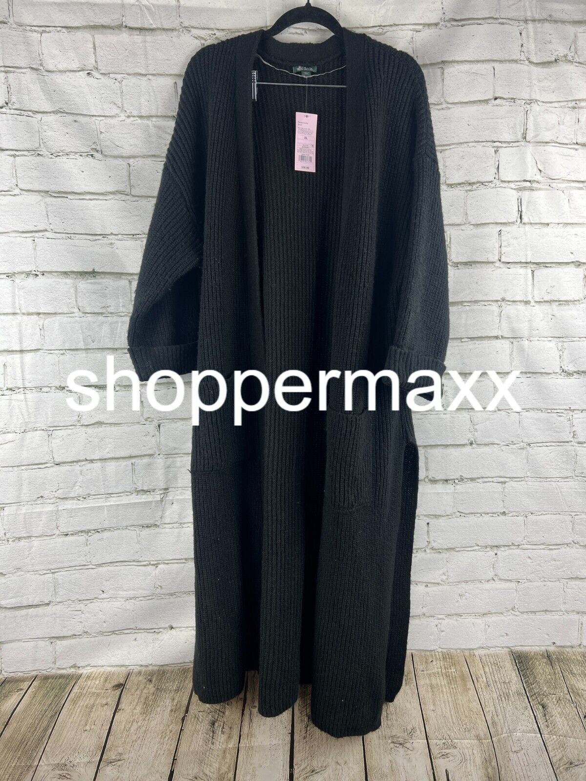 Women's Open-Front Oversized Duster - Wild Fable, Black, XL