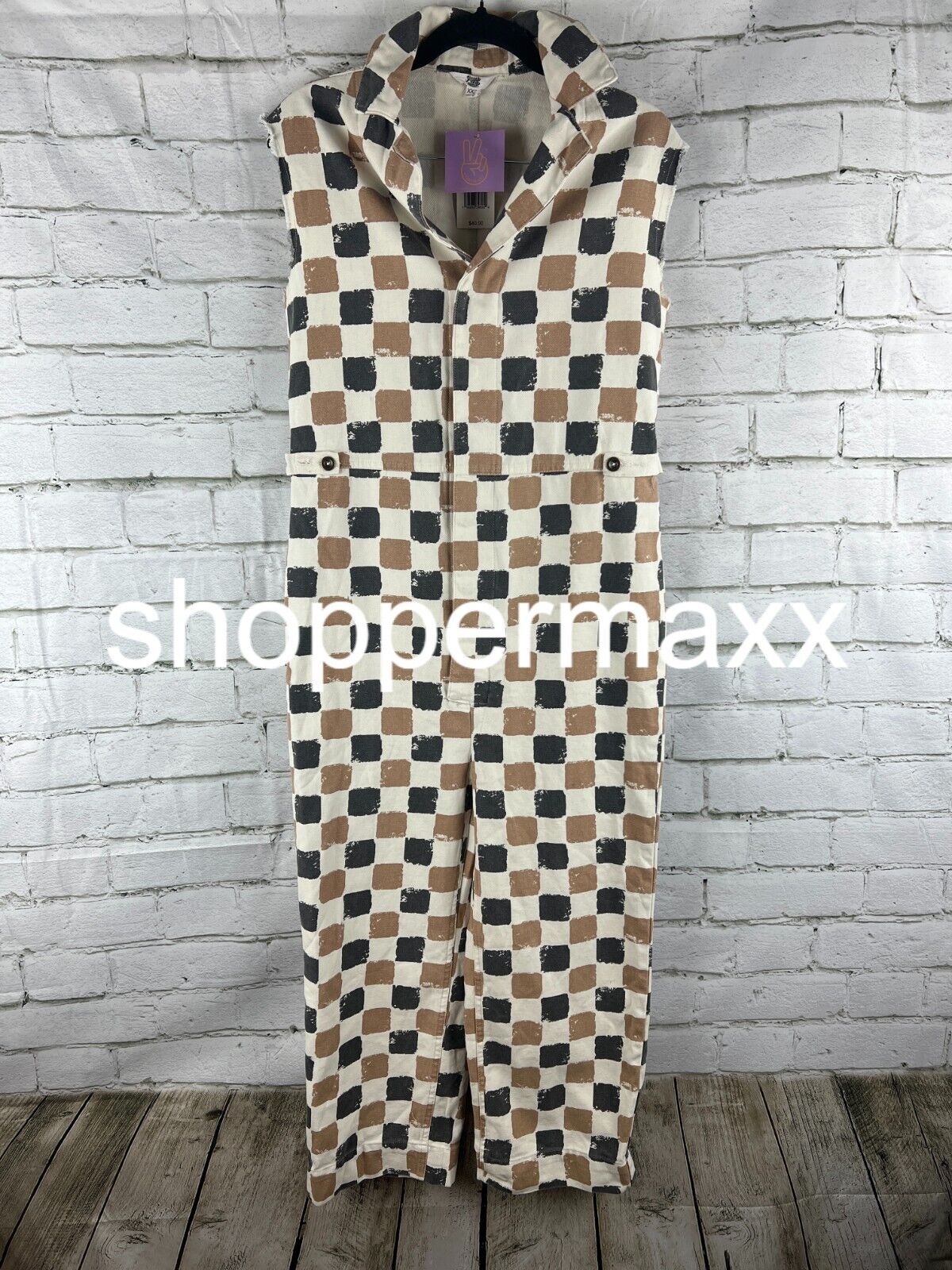 WOMEN'S ASCOT + HART CHECKERED GRAPHIC JUMPSUIT - XXS