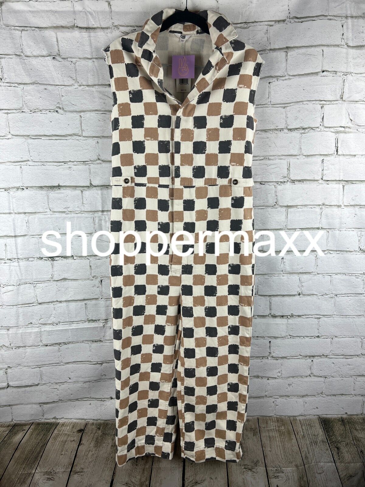 WOMEN'S ASCOT + HART CHECKERED GRAPHIC JUMPSUIT - XXS
