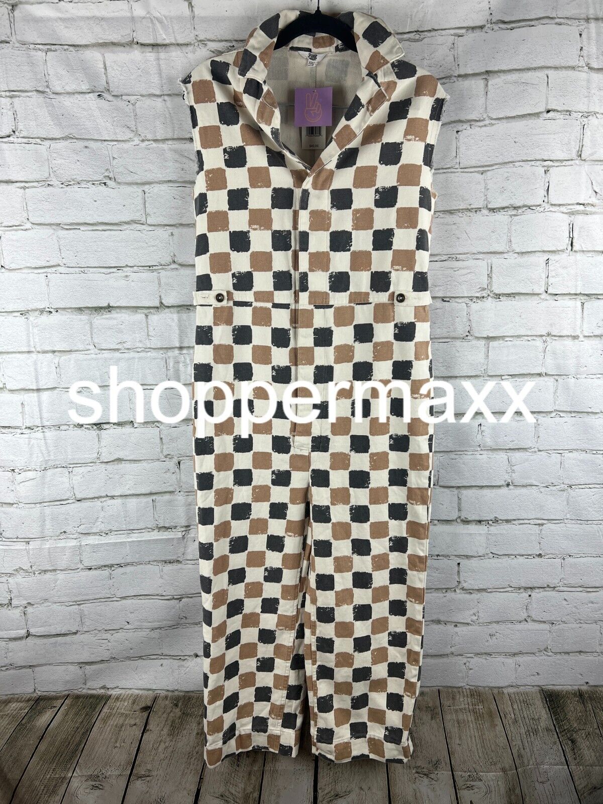 WOMEN'S ASCOT + HART CHECKERED GRAPHIC JUMPSUIT - XXS