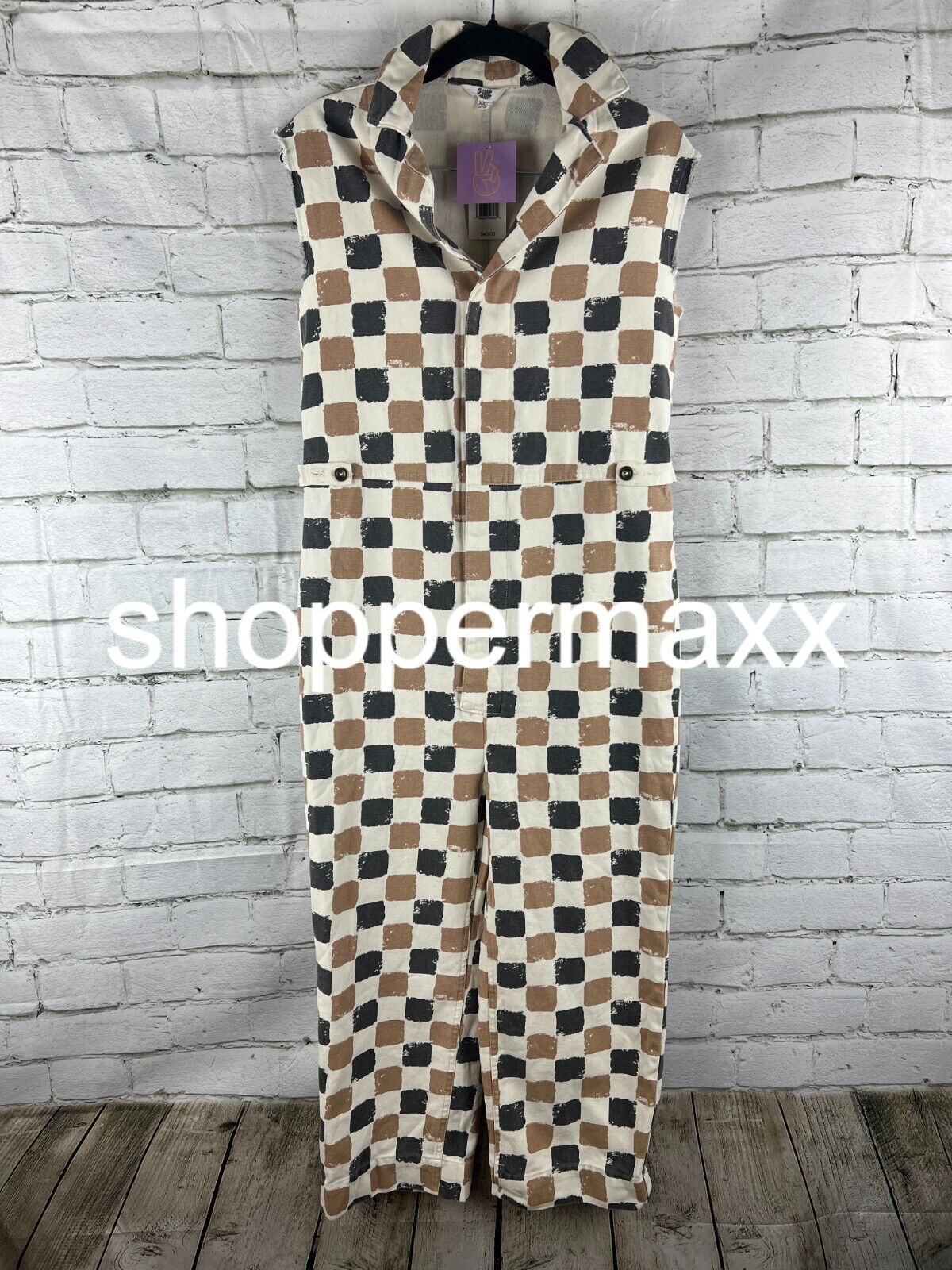 WOMEN'S ASCOT + HART CHECKERED GRAPHIC JUMPSUIT - XXS