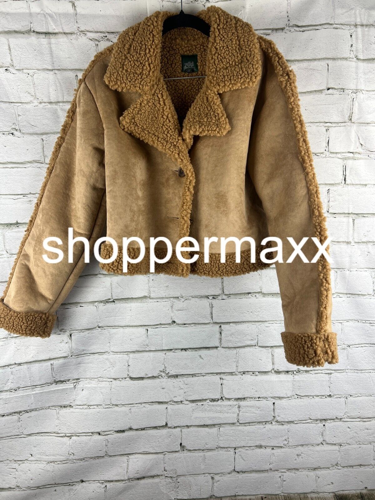 Women's Faux Shearling Jacket - Wild Fable, Taupe, S