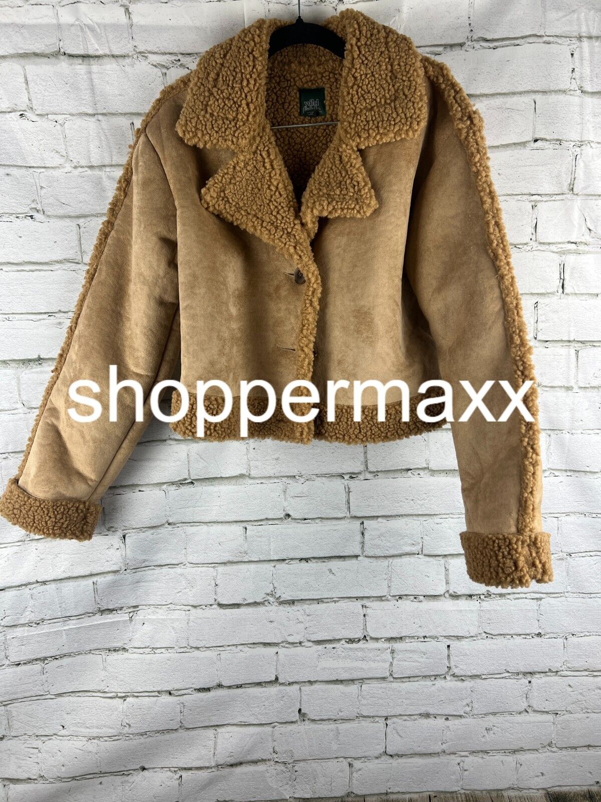 Women's Faux Shearling Jacket - Wild Fable, Taupe, S