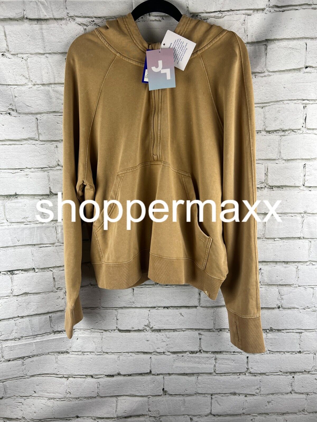 Women's 1/2 Zip Fleece Pullover - JoyLab, Beige, XL