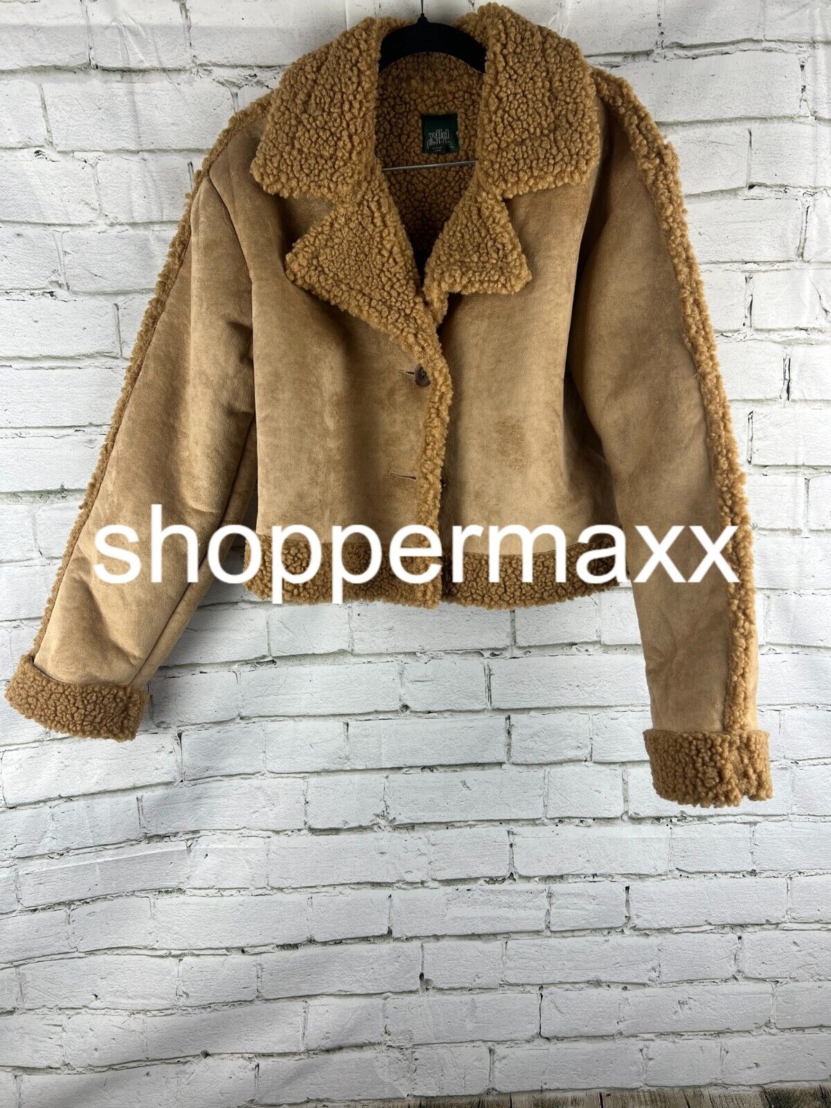Women's Faux Shearling Jacket - Wild Fable, Taupe, S