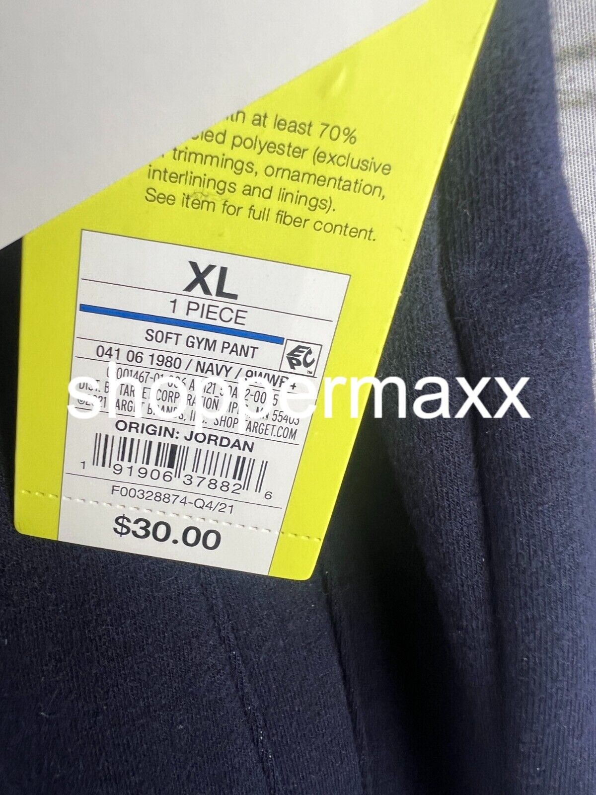 All in motion, Mens Soft gym pants sweats, Navy, XL